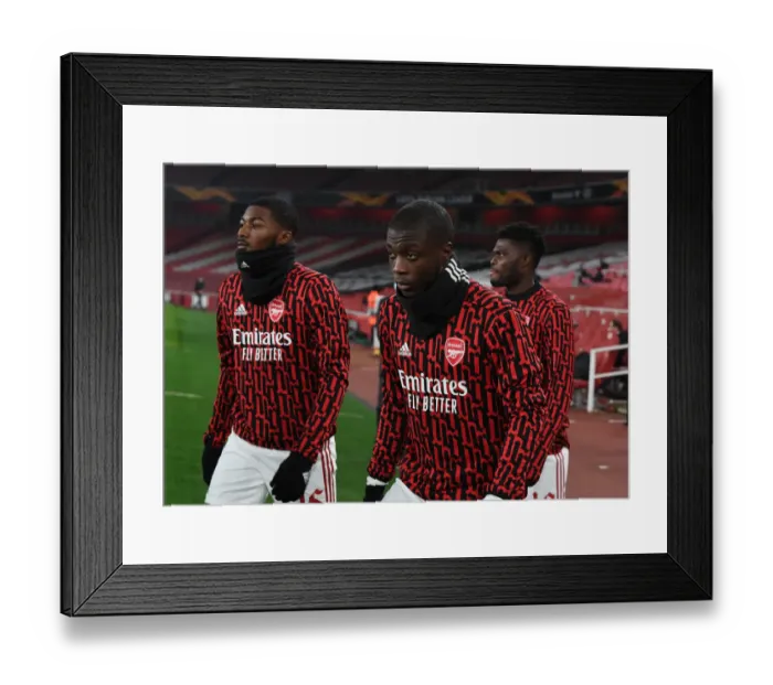 Framed Print : Arsenal FC: Pre-Match Huddle vs Molde FK in Europa League (2020-21) Framed Print : Arsenal FC: Pre-Match Huddle vs Molde FK in Europa League (2020-21)