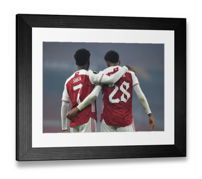 Framed Print : Arsenal FC vs Molde FK: Bikayo Saka and Joe Willock in Action during UEFA Europa League Match