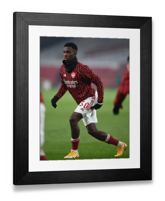 Framed Print : Arsenal's Eddie Nketiah Prepares for Europa League Battle against Molde FK Framed Print : Arsenal's Eddie Nketiah Prepares for Europa League Battle against Molde FK