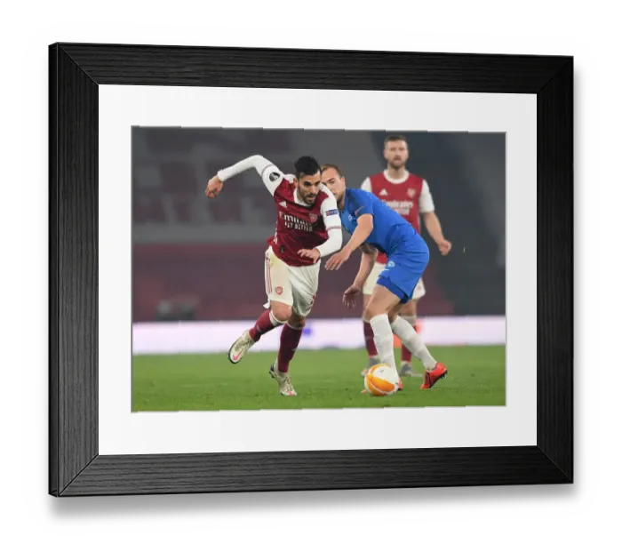 Framed Print : Arsenal's Dani Ceballos in Action: Arsenal vs Molde FK, UEFA Europa League 2020-21