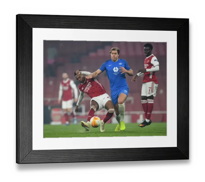 Framed Print : Joe Willock Scores Arsenal's Fourth Goal Against Molde in Europa League Match Framed Print : Joe Willock Scores Arsenal's Fourth Goal Against Molde in Europa League Match