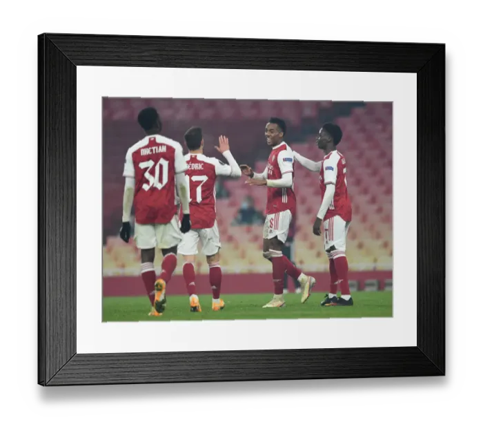 Framed Print : Joe Willock Scores Fourth Goal: Arsenal's Europa League Victory over Molde FK