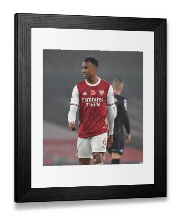 Framed Print : Arsenal's Gabriel in Action at Empty Emirates Stadium Against Aston Villa (2020-21) Framed Print : Arsenal's Gabriel in Action at Empty Emirates Stadium Against Aston Villa (2020-21)