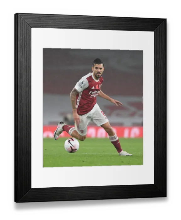 Framed Print : Arsenal vs Aston Villa: Dani Ceballos in Action at Empty Emirates Stadium, Premier League 2020-21