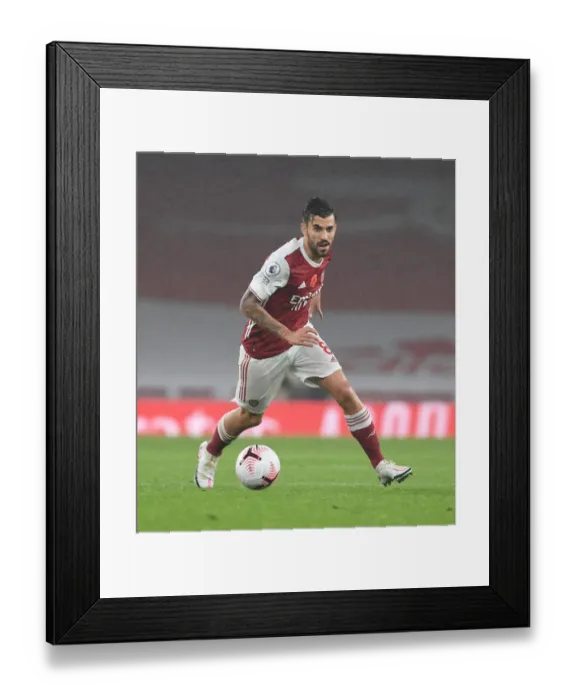 Framed Print : Arsenal's Dani Ceballos Plays at Empty Emirates Stadium: Arsenal vs Aston Villa, Premier League 2020-21
