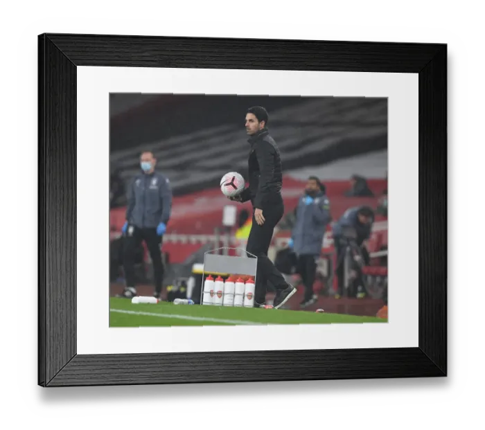 Framed Print : Mikel Arteta Guides Arsenal at Empty Emirates: Arsenal vs Aston Villa, Premier League 2020-21