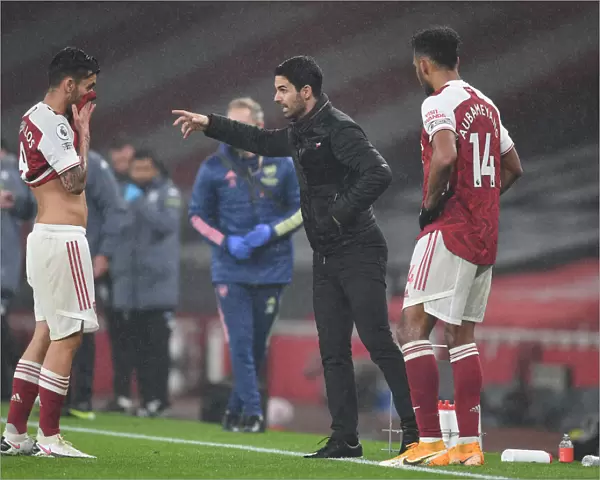 Arsenal Manager Mikel Arteta Speaks with Dani Ceballos Amidst Empty Emirates Stadium - Arsenal v Aston Villa, 2020-21 Premier League