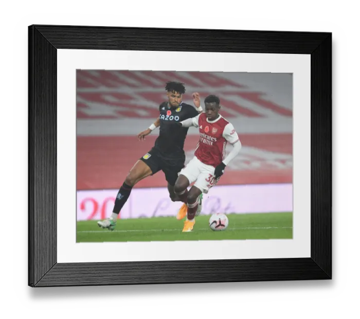 Framed Print : Arsenal vs Aston Villa: Nketiah vs Mings in Empty Emirates Stadium, Premier League 2020-21 Framed Print : Arsenal vs Aston Villa: Nketiah vs Mings in Empty Emirates Stadium, Premier League 2020-21