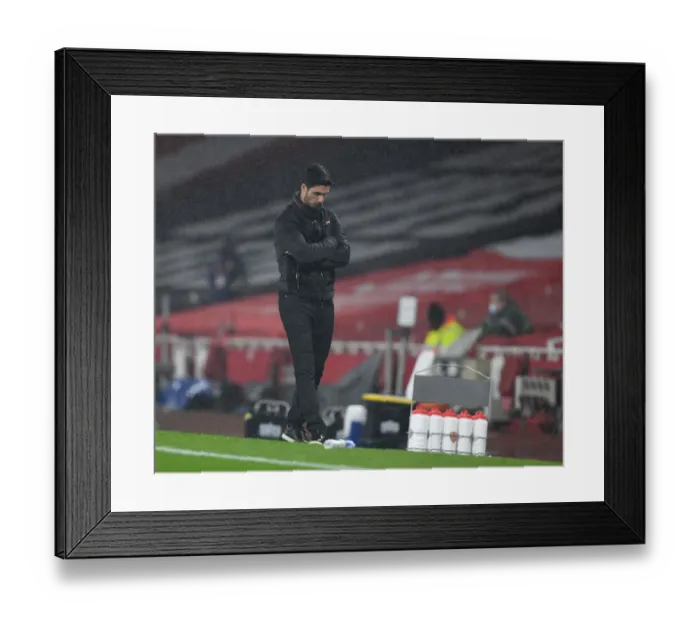 Framed Print : Arsenal's Mikel Arteta at Emirates Stadium: Arsenal v Aston Villa, Premier League 2020-21 (Behind Closed Doors)