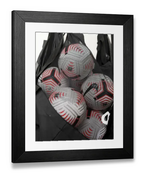 Framed Print : Arsenal Changing Room: Nike Balls for Empty Stands - Arsenal vs Aston Villa, Premier League 2020-21