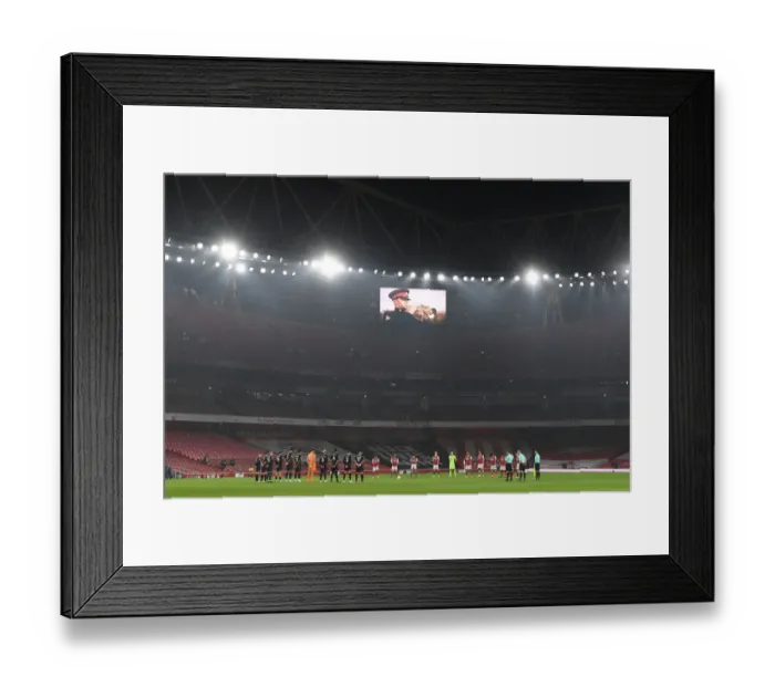 Framed Print : Arsenal vs. Aston Villa: Remembrance Day Tribute in Empty Emirates Stadium, Premier League 2020-21