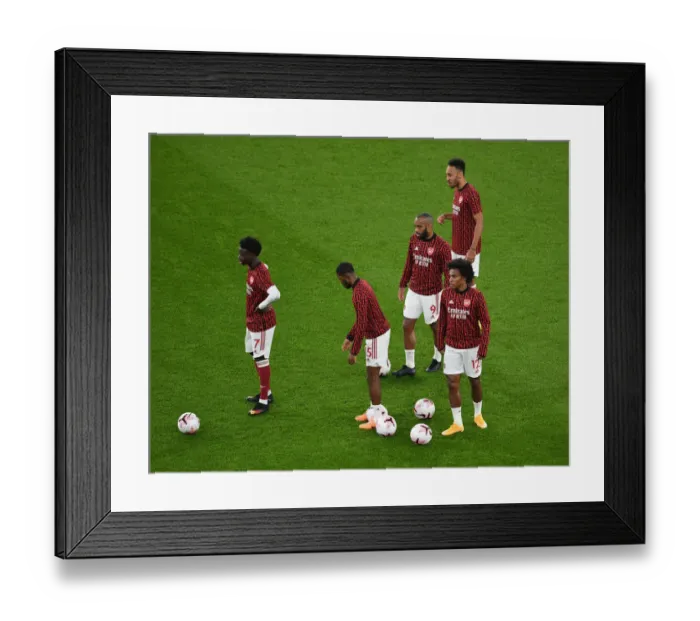 Framed Print : Arsenal Players Warm Up: Arsenal vs Aston Villa, Premier League 2020-21