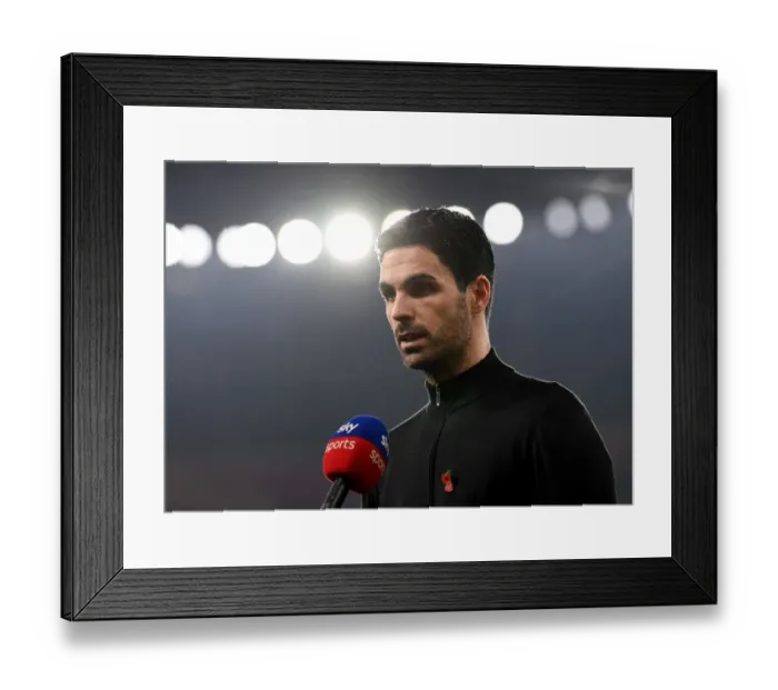 Framed Print : Arsenal's Mikel Arteta Pre-Match Interview Ahead of Arsenal vs Aston Villa (Premier League 2020-21)