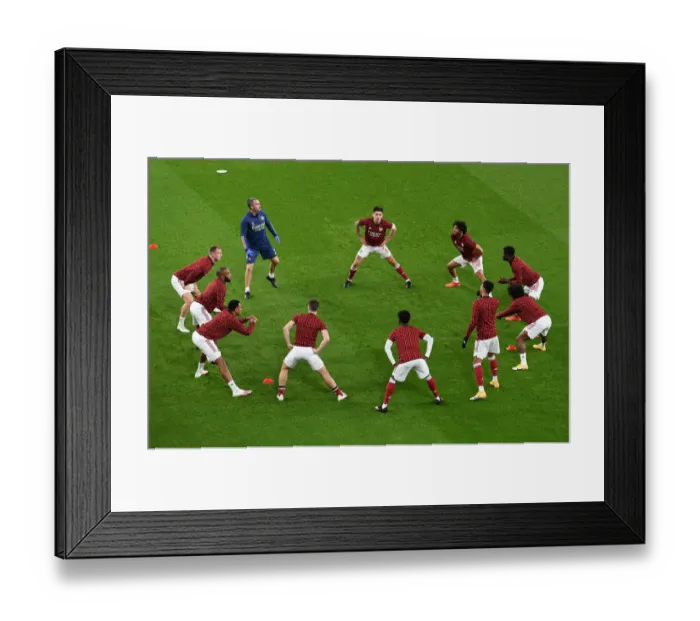 Framed Print : Arsenal vs Aston Villa: Premier League Team Warm-Up at Emirates Stadium (2020-21)