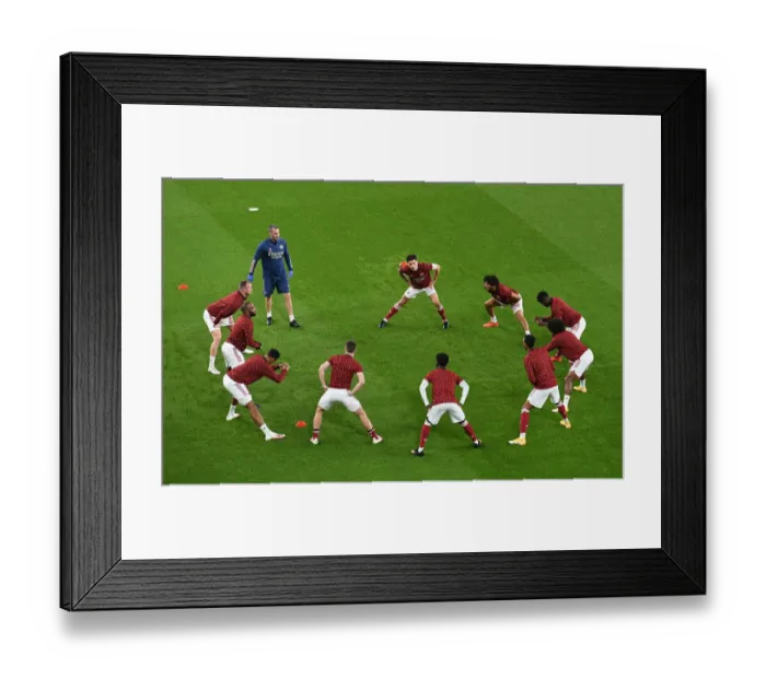 Framed Print : Arsenal vs Aston Villa: Premier League Team Warm-Up at Emirates Stadium (2020-21)