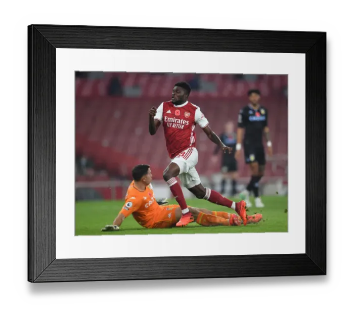 Framed Print : Partey vs Martinez: A Star-Studded Clash in Arsenal vs Aston Villa Premier League Showdown