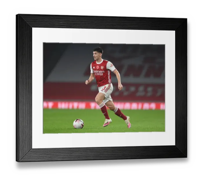Framed Print : Arsenal's Kieran Tierney in Action during Arsenal vs Aston Villa - Premier League 2020-21