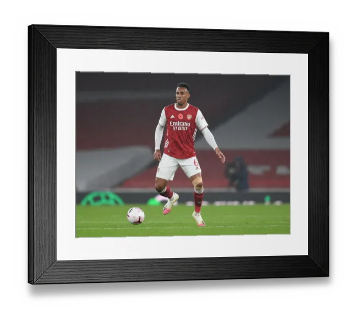 Framed Print : Arsenal's Gabriel Magalhaes in Action Against Aston Villa - Premier League 2020-21