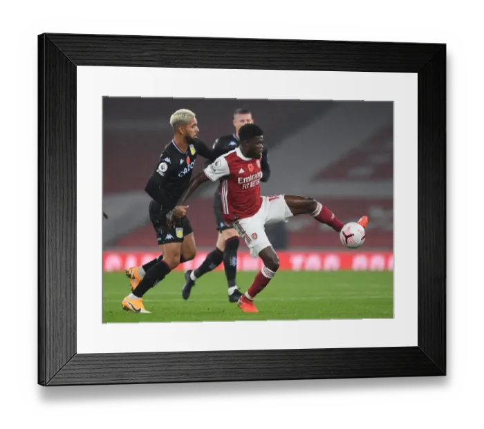 Framed Print : Thomas Partey vs Douglas Luiz: A Midfield Showdown in Arsenal vs Aston Villa Premier League Clash