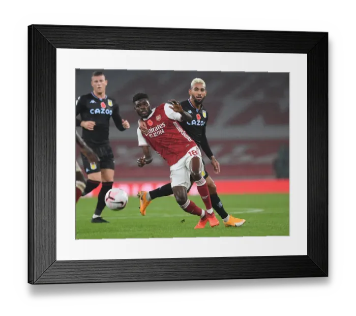 Framed Print : Thomas Partey vs Douglas Luiz: A Midfield Battle in Arsenal vs Aston Villa Premier League Clash