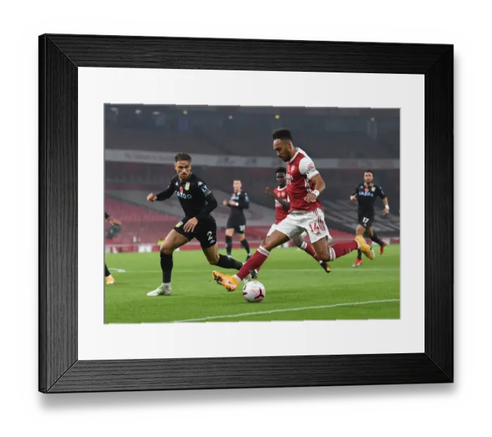 Framed Print : Arsenal's Aubameyang Faces Off Against Villa's Cash in Premier League Clash Framed Print : Arsenal's Aubameyang Faces Off Against Villa's Cash in Premier League Clash