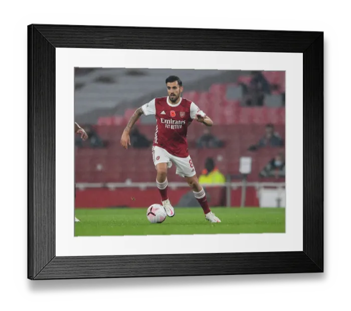 Framed Print : Arsenal's Dani Ceballos in Action against Aston Villa in the Premier League (2020-21)