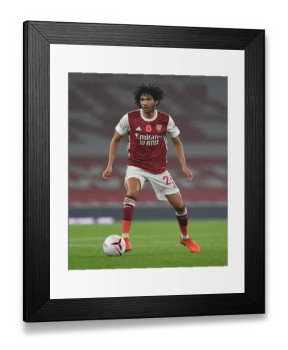 Framed Print : Mohamed Elneny: In Action for Arsenal Against Aston Villa, Premier League 2020-21