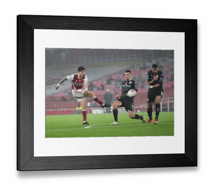 Framed Print : Arsenal's Bellerin Fights Past Villa's McGinn in Premier League Clash