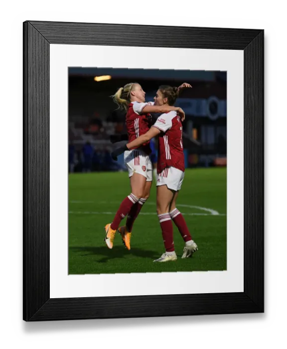 Framed Print : Arsenal Women vs Chelsea Women: Mead and Miedema's Goal Celebration in FA WSL Clash (2020-21) Framed Print : Arsenal Women vs Chelsea Women: Mead and Miedema's Goal Celebration in FA WSL Clash (2020-21)