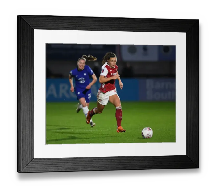 Framed Print : Arsenal Women vs. Chelsea Women Clash: FA WSL Showdown at Meadow Park (2020-21) - Battle for Supremacy