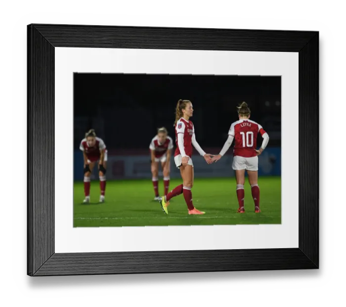 Framed Print : Arsenal Women's Triumph: Lia Walti and Kim Little's Exuberant Celebration over Chelsea