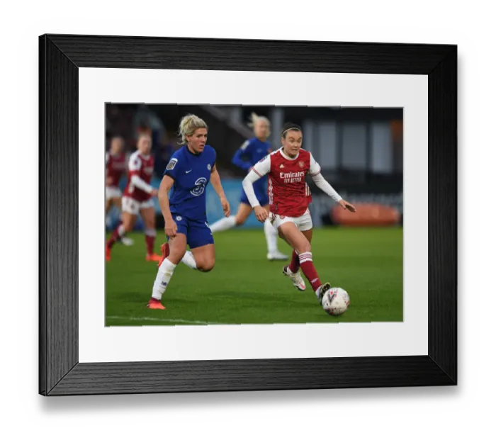 Framed Print : Intense Rivalry: Arsenal Women vs. Chelsea Women in FA WSL Clash Framed Print : Intense Rivalry: Arsenal Women vs. Chelsea Women in FA WSL Clash