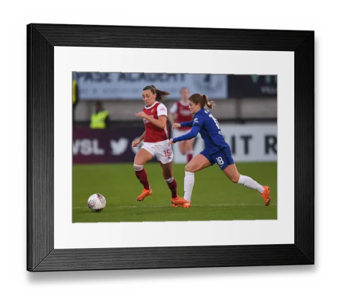 Framed Print : Arsenal vs. Chelsea: Battle in the FA WSL - McCabe vs. Mjelde