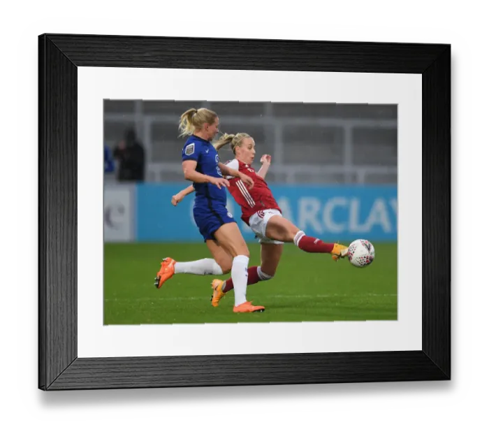 Framed Print : Arsenal vs Chelsea Women: Intense Battle for the Ball in FA Womens Super League Framed Print : Arsenal vs Chelsea Women: Intense Battle for the Ball in FA Womens Super League