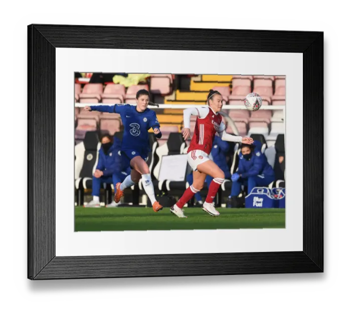 Framed Print : Arsenal vs Chelsea: Intense Battle in FA WSL - Caitlin Foord vs Maren Mjelde Framed Print : Arsenal vs Chelsea: Intense Battle in FA WSL - Caitlin Foord vs Maren Mjelde