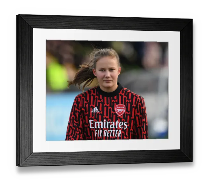 Framed Print : Focused Warm-Up: Malin Gut of Arsenal Prepares for Showdown against Chelsea Women in FA WSL