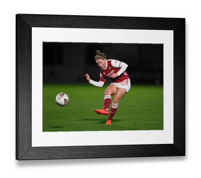 Framed Print : FA Womens Continental League Cup: Arsenal Women vs. Tottenham Hotspur Women - Kim Little Fights for Victory Amidst Empty Stands and Pandemic Restrictions