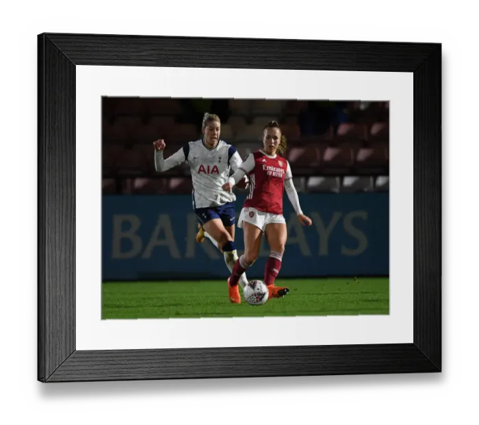 Framed Print : Arsenal vs. Tottenham Women's FA Cup Match in Empty Stands
