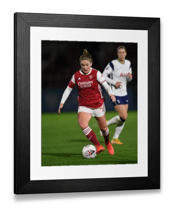 Framed Print : Arsenal Women vs. Tottenham Hotspur Women: FA Womens Continental League Cup Match at Empty Meadow Park Amidst Coronavirus Restrictions