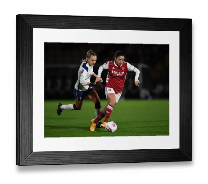 Framed Print : Arsenal vs. Tottenham Women's Showdown at Empty Meadow Park: FA Womens Continental League Cup 2020-21
