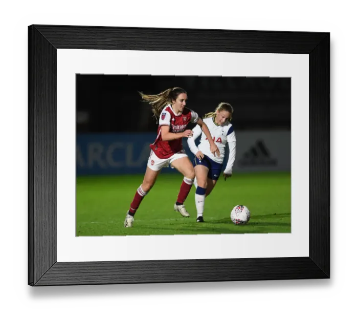 Framed Print : Arsenal Women vs. Tottenham Hotspur Women: Empty FA Womens Continental League Cup Match at Meadow Park