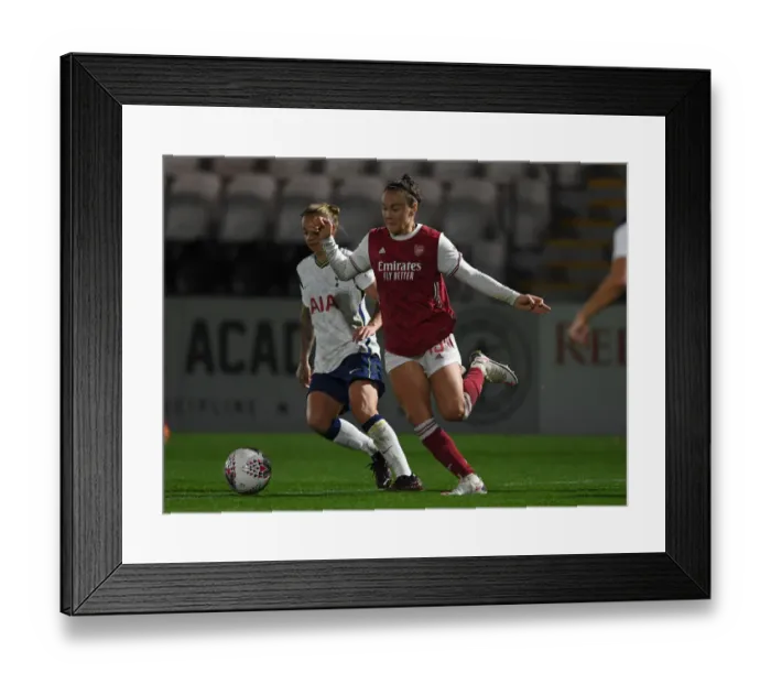 Framed Print : Arsenal Women vs. Tottenham Hotspur Women: FA Womens Continental League Cup Match in Empty Meadow Park