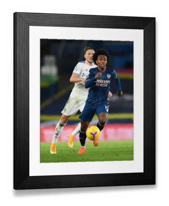 Framed Print : Willian in Action: Leeds United vs. Arsenal, Premier League 2020-21