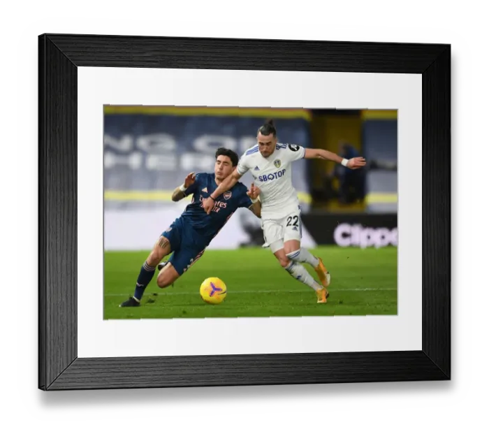 Framed Print : Leeds United vs. Arsenal: Hector Bellerin Faces Off Against Jack Harrison