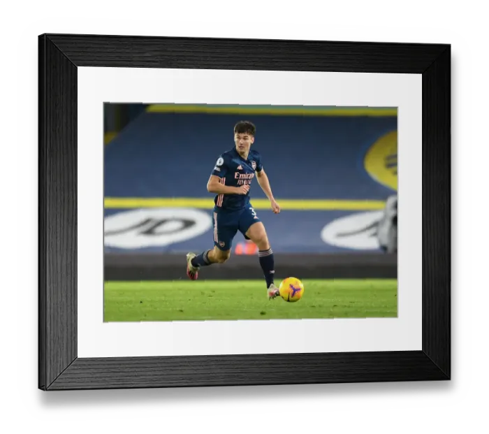 Framed Print : Arsenal's Kieran Tierney in Action against Leeds United - Premier League 2020-21