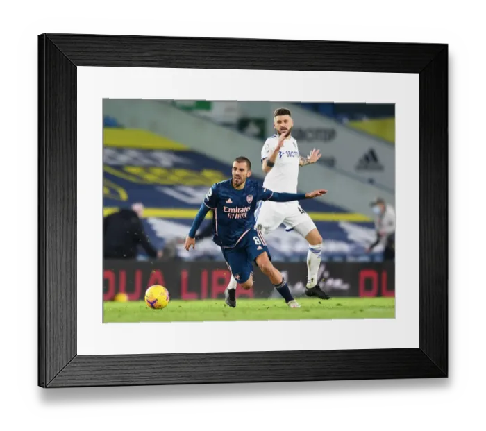 Framed Print : Intense Rivalry: Ceballos vs Klich Battle - Leeds United vs Arsenal Premier League Clash