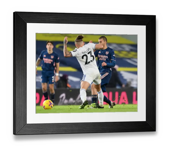 Framed Print : Dani Ceballos Fouled by Kalvin Phillips: Leeds United vs. Arsenal, Premier League 2020-21