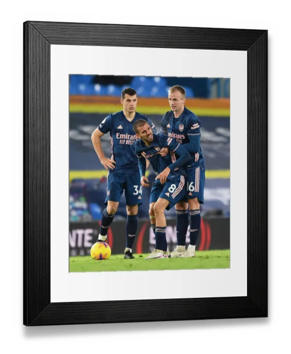 Framed Print : Arsenal: Holding and Ceballos Supported by Xhaka during Leeds United Clash (Premier League 2020-21) Framed Print : Arsenal: Holding and Ceballos Supported by Xhaka during Leeds United Clash (Premier League 2020-21)