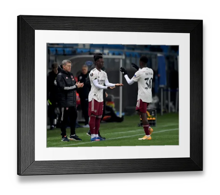 Framed Print : Arsenal's Flo Balogun Substitutes In: Molde FK vs Arsenal FC - UEFA Europa League Group Stage