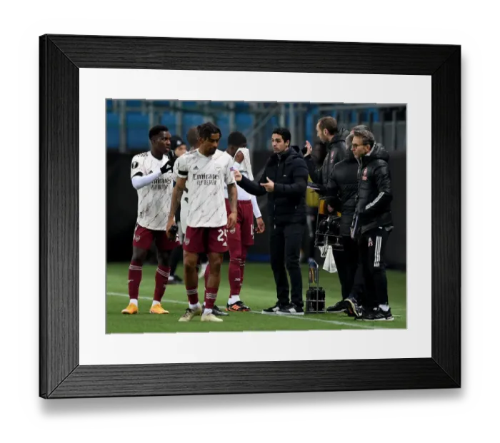 Framed Print : Arsenal's Mikel Arteta Oversees Europa League Clash Against Molde FK in Norway